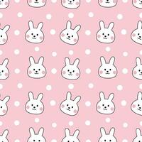 Rabbit cartoon seamless pattern background with pink background vector