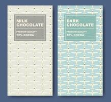 Vector set of chocolate bar package with pattern. Childish colorful planes symbol background layout