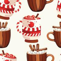 Savor the warmth of the season with a delightful Christmas hot drinks pattern design in this festive vector artwork.