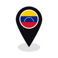 drapeau de Venezuela drapeau sur carte localiser icône isolé noir Couleur png