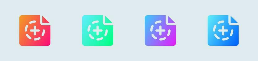 New document solid icon in gradient colors. Add signs vector illustration.