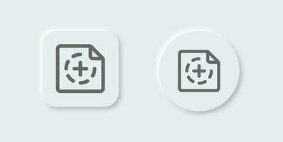 New document line icon in neomorphic design style. Add signs vector illustration.