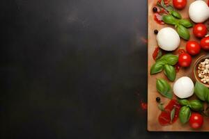 Ingredients of Italian Cuisine as a Background. Ai Generative photo