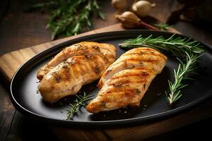 Baked Chicken Breast with Rosemary. Ai generative photo