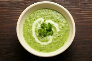 Healthy Broccoli Soup Bowl. Ai Generative photo