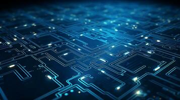 Detailed view of a contemporary electronic circuit board with a CPU, microchip, and various components, cutting-edge technology. Ai generative photo