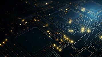 Detailed view of a contemporary electronic circuit board with a CPU, microchip, and various components, cutting-edge technology. Ai generative photo