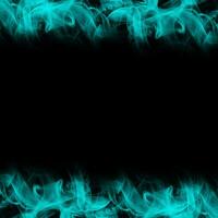 Abstract Cyan Smoke Frame On Black Background photo