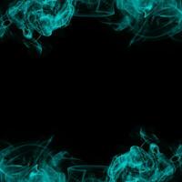 Abstract Cyan Smoke Frame On Black Background photo