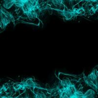 Abstract Cyan Smoke Frame On Black Background photo