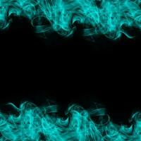 Abstract Cyan Smoke Frame On Black Background photo