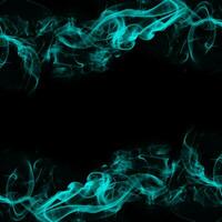 Abstract Cyan Smoke Frame On Black Background photo