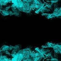 Abstract Cyan Smoke Frame On Black Background photo