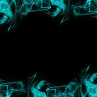 Abstract Cyan Smoke Frame On Black Background photo