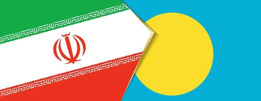 Iran and Palau flags, two vector flags.