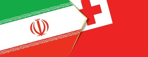 Iran and Tonga flags, two vector flags.