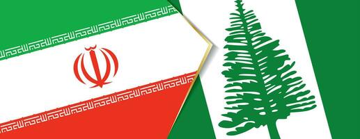 Iran and Norfolk Island flags, two vector flags.