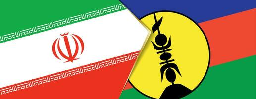 Iran and New Caledonia flags, two vector flags.