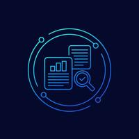 audit icon with documents, linear design vector