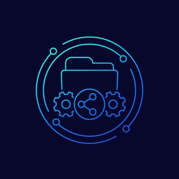 shared project, folder icon, linear design vector