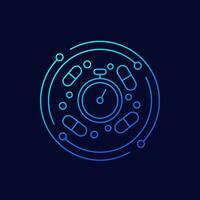 medication time icon with pills, linear design vector