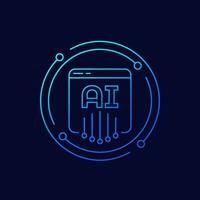 AI service icon, linear design vector