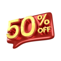 sconto 50 per cento lusso oro e rosso offrire nel 3d png