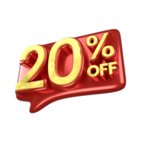 Discount 20 percent luxury gold and red offer in 3d png