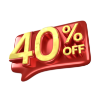 Discount 40 percent luxury gold and red offer in 3d, Suitable for promotions for Christmas, Chinese New Years and Ramadan png