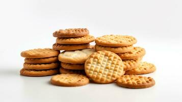 Collection of cookies, crackers, biscuits isolated on white background. AI Generated photo