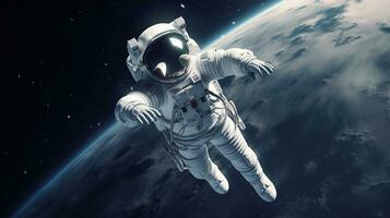 Exploring the space, Astronorth's Journey. Astronaut Adventures in Space. AI Generated photo