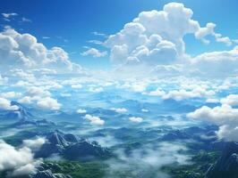 AI Generated Sunnyday bluesky with clouds photo