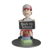 3d cute student character back to school png