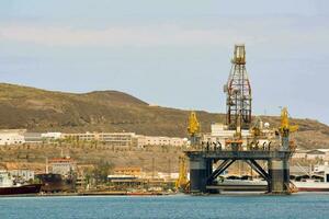 Industrial port on the coast photo