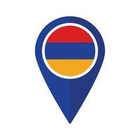 Flag of Armenia flag on map pinpoint icon isolated blue color vector