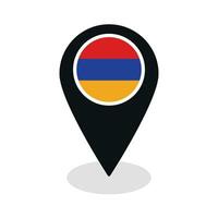 bandera de Armenia bandera en mapa determinar con precisión icono aislado negro color vector