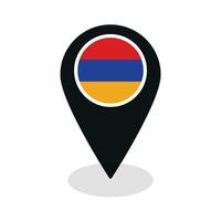 Flag of Armenia flag on map pinpoint icon isolated black color vector