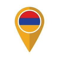 Flag of Armenia flag on map pinpoint icon isolated yellow color vector