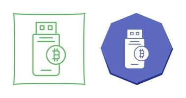 icono de vector de dispositivo usb bitcoin