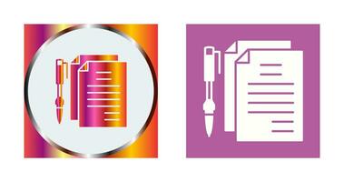 Unique Documents and Pen Vector Icon