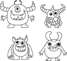 set of cartoon cute monsters. vector illustration