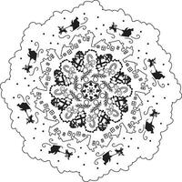 Merry Christmas black linear illustration. Thick line outline symbols arranging in a circle. Vector New year monocolor concept. Contour pictograms. Editable stroke