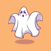 Cute Spooky Ghost Cartoon Vector Illustration. Flat Cartoon Concept.