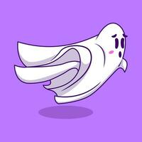 Cute Ghost Flying Cartoon Vector Illustration. Flat Cartoon Concept.