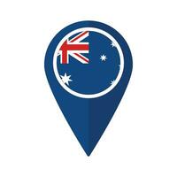 Flag of Australia flag on map pinpoint icon isolated blue color vector