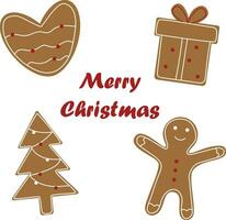 Vector collection of gingerbread cookies, winter illustration, merry christmas