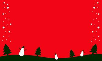 Christmas and New Year Themed Background with Pine Trees, Snowman, and Festive Colors vector