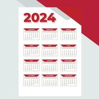 2024 new year week starts on Sunday,Desk planner Calendar template for 2024. vector