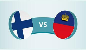 Finlandia versus liechtenstein, equipo Deportes competencia concepto. vector