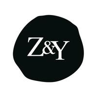 ZY Initial logo letter brush monogram comapany vector